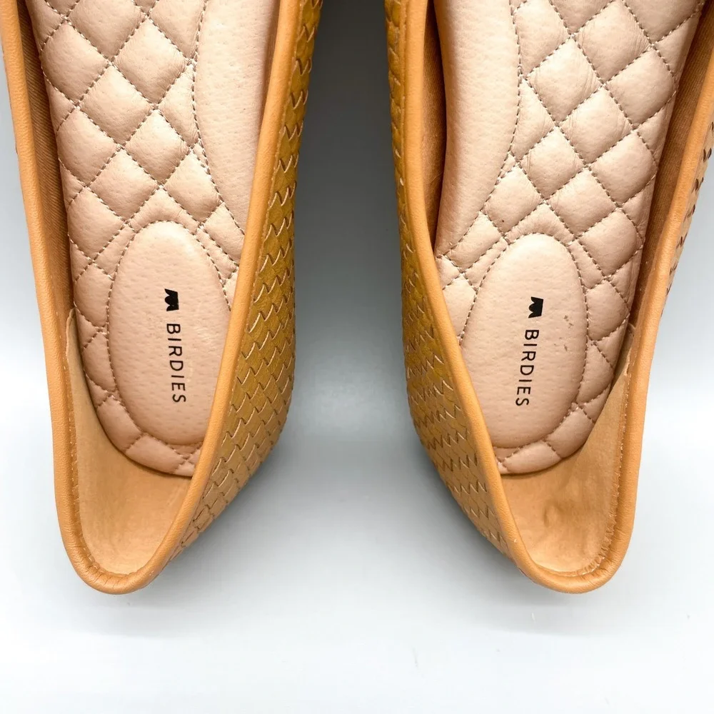 Birdies Womens 9.5 Goldfinch Pointed Toe Ballet Flats Tan Woven Raffia Preppy